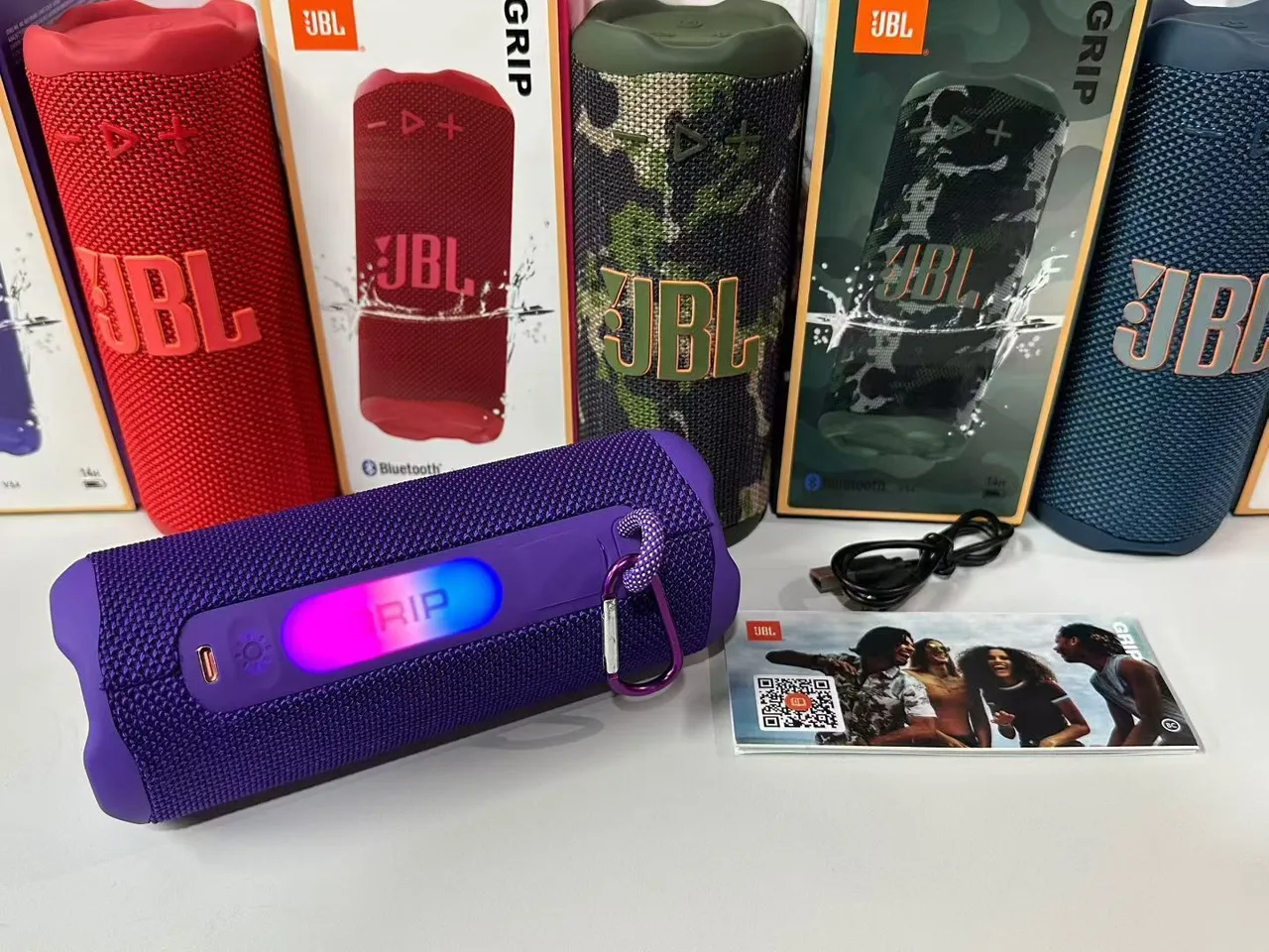 JBL Purple Cylindrical Woven Fabric Grille Portable Speaker 3