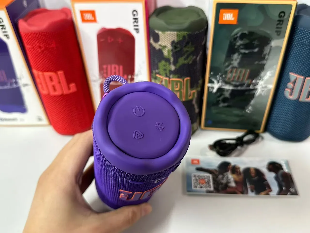 JBL Purple Cylindrical Woven Fabric Grille Portable Speaker 4