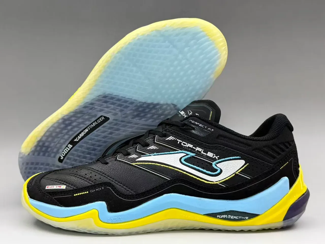Joma Top-Flex Ultimate Black Yellow Light Blue Lifestyle Sneakers 6