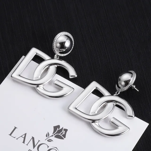 Lancôme Interlocking Logo Motif Silver-Tone Dangling Earrings 3
