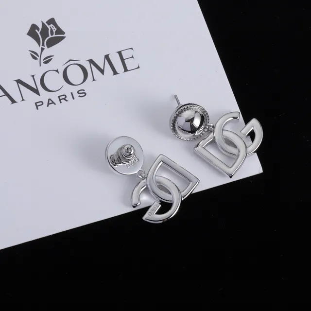 Lancôme Interlocking Logo Motif Silver-Tone Dangling Earrings 5