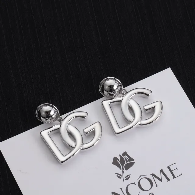 Lancôme Interlocking Logo Motif Silver-Tone Dangling Earrings 6