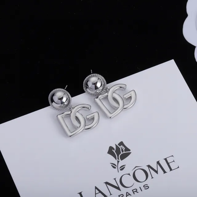 Lancôme Interlocking Logo Motif Silver-Tone Dangling Earrings 7