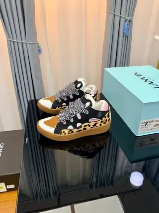 Lanvin Black Multicolor Laceless Strap Closure Chevron-Patterned Elastic Lifestyle Sneakers 9
