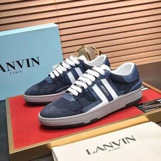 Lanvin Navy White Blue Suede And Mesh Contrast Lacing Lifestyle Sneakers