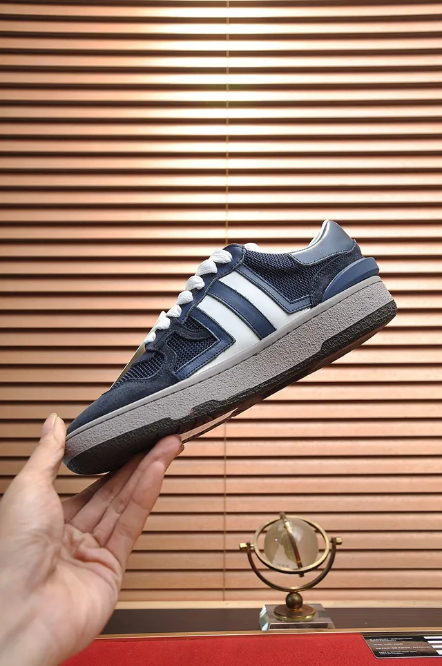Lanvin Bleu marine Blanc Bleu Daim et Tissu Contraste Lacets Style de vie Sneakers 5