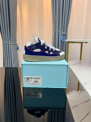Lanvin Navy White Sneakers Lifestyle avec Upper Textil Layered, Lacets larges et plats 3