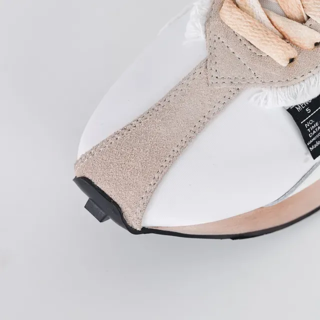 Lanvin White Beige Frayed Textile Overlay Asymmetrical Paneling Lifestyle Sneakers 5