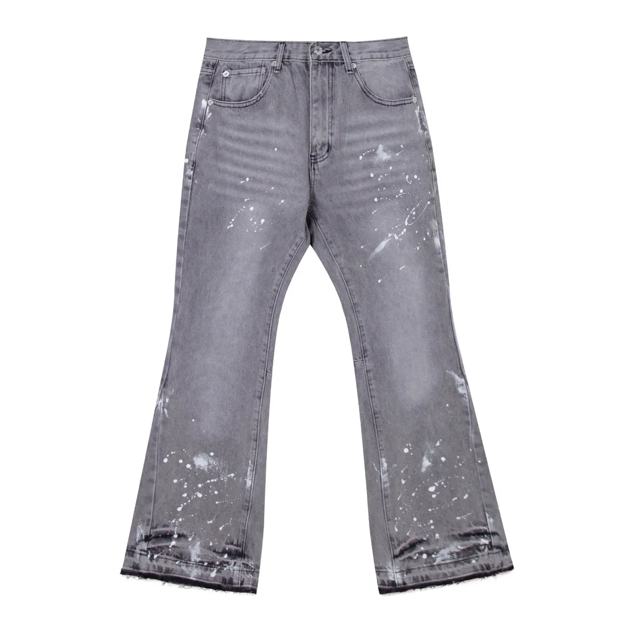 Levi's Paint-Splatter Distressed Gray Flared Jeans 2