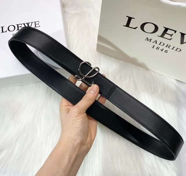 Loewe Anagram Black Leather Belt 3