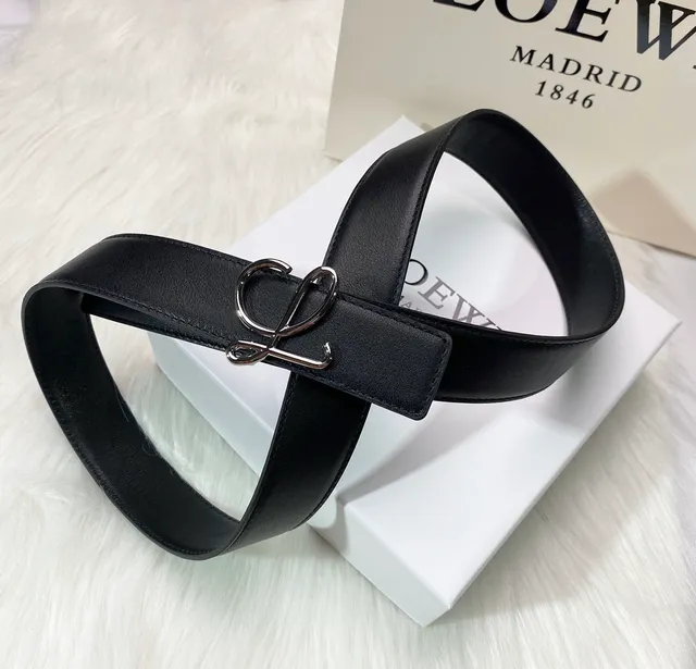 Loewe Anagram Black Leather Belt 6
