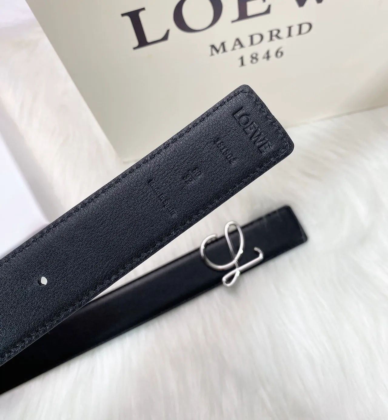 Loewe Anagram Black Leather Belt 8