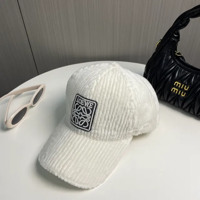 Loewe Anagram Boné de beisebol de veludo cotelê bordado 3