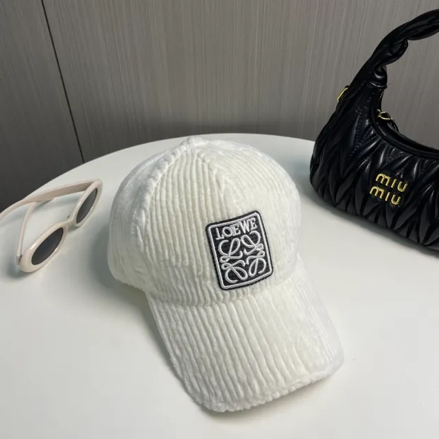 Loewe Anagram Boné de beisebol de veludo cotelê bordado 4