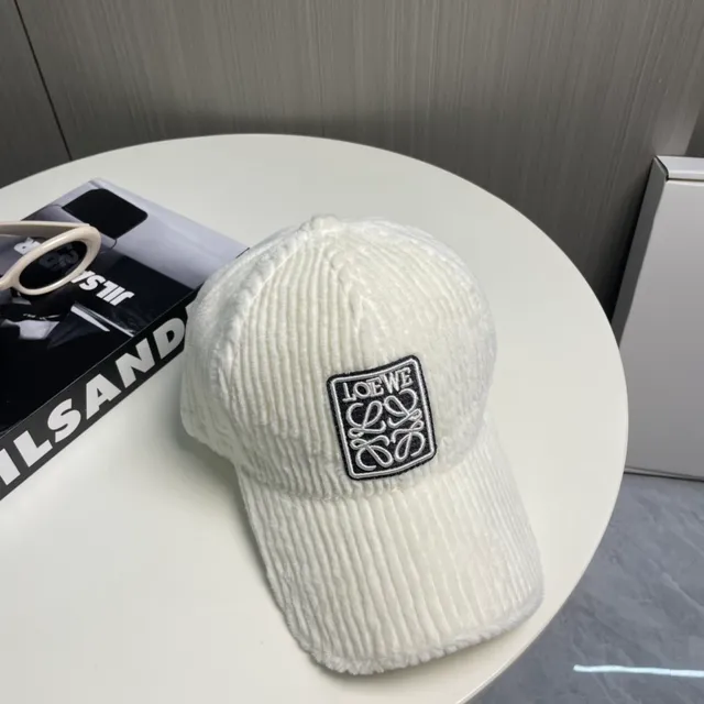 Loewe Anagram Boné de beisebol de veludo cotelê bordado 6