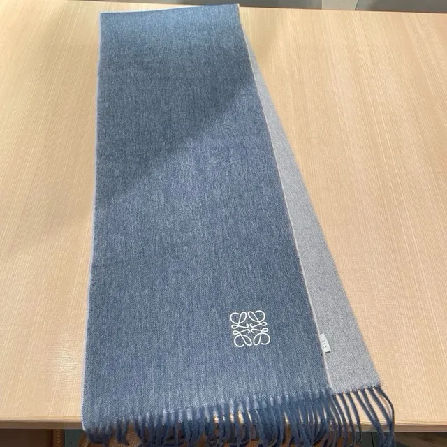 Loewe Anagram Broderie Cachemira Bleu Clair Écharpe 2