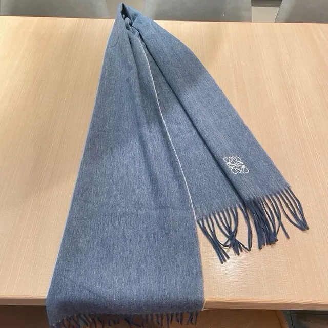 Loewe Anagram Broderie Cachemira Bleu Clair Écharpe 4