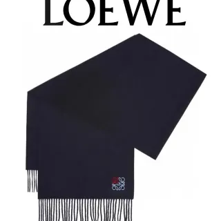 Loewe Anagram Embroidered Navy Cashmere Scarf