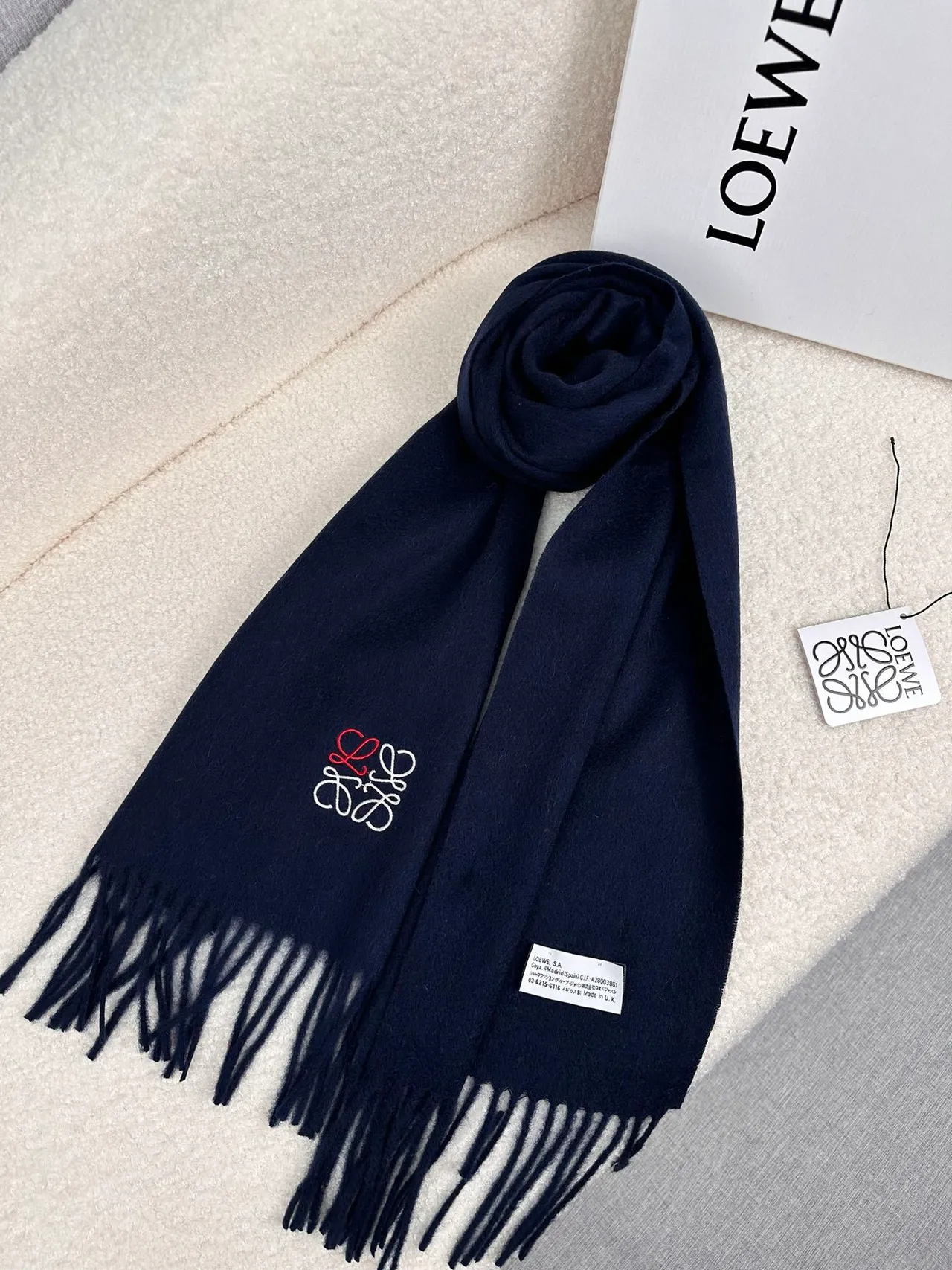 Loeve Anagram Cachecol Bordado Cachemir Navy 2