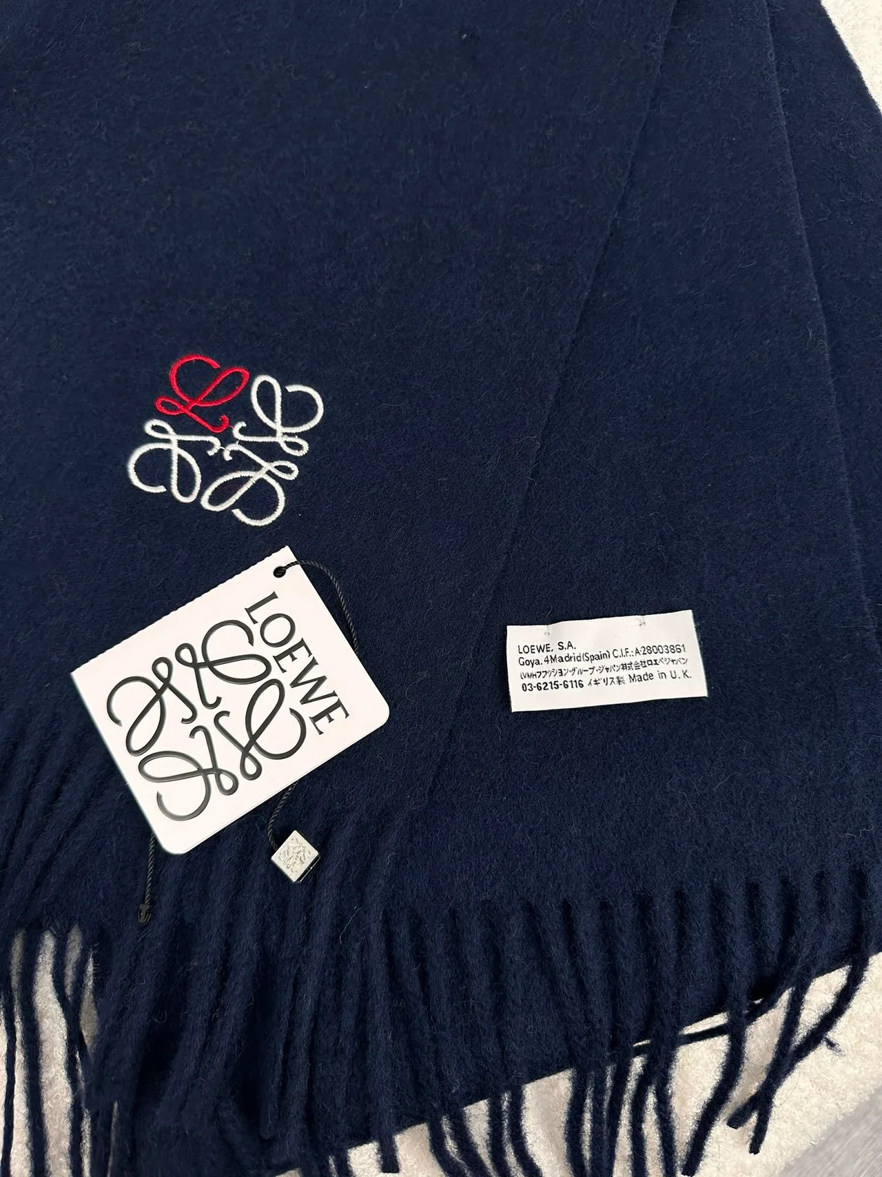 Loeve Anagram Cachecol Bordado Cachemir Navy 4