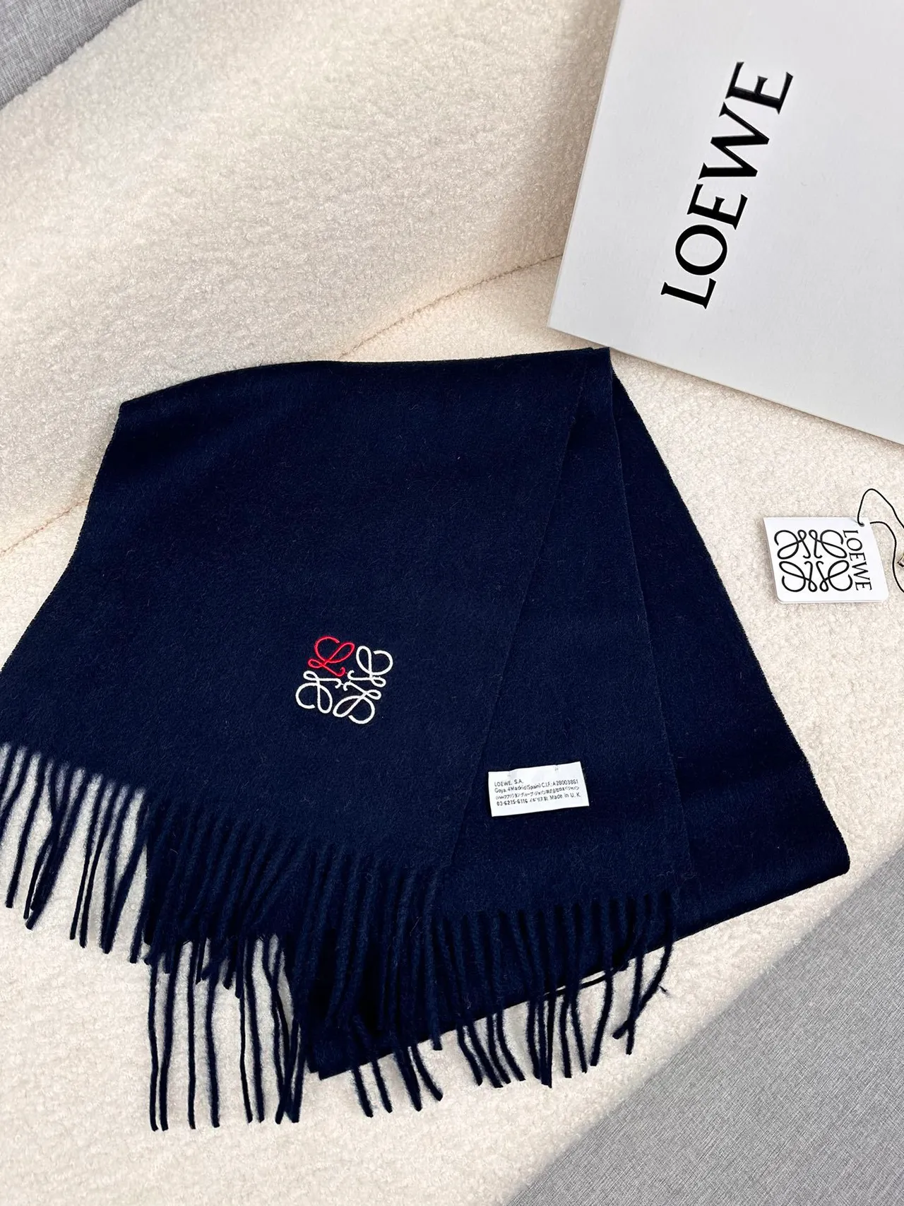 Loeve Anagram Cachecol Bordado Cachemir Navy 5
