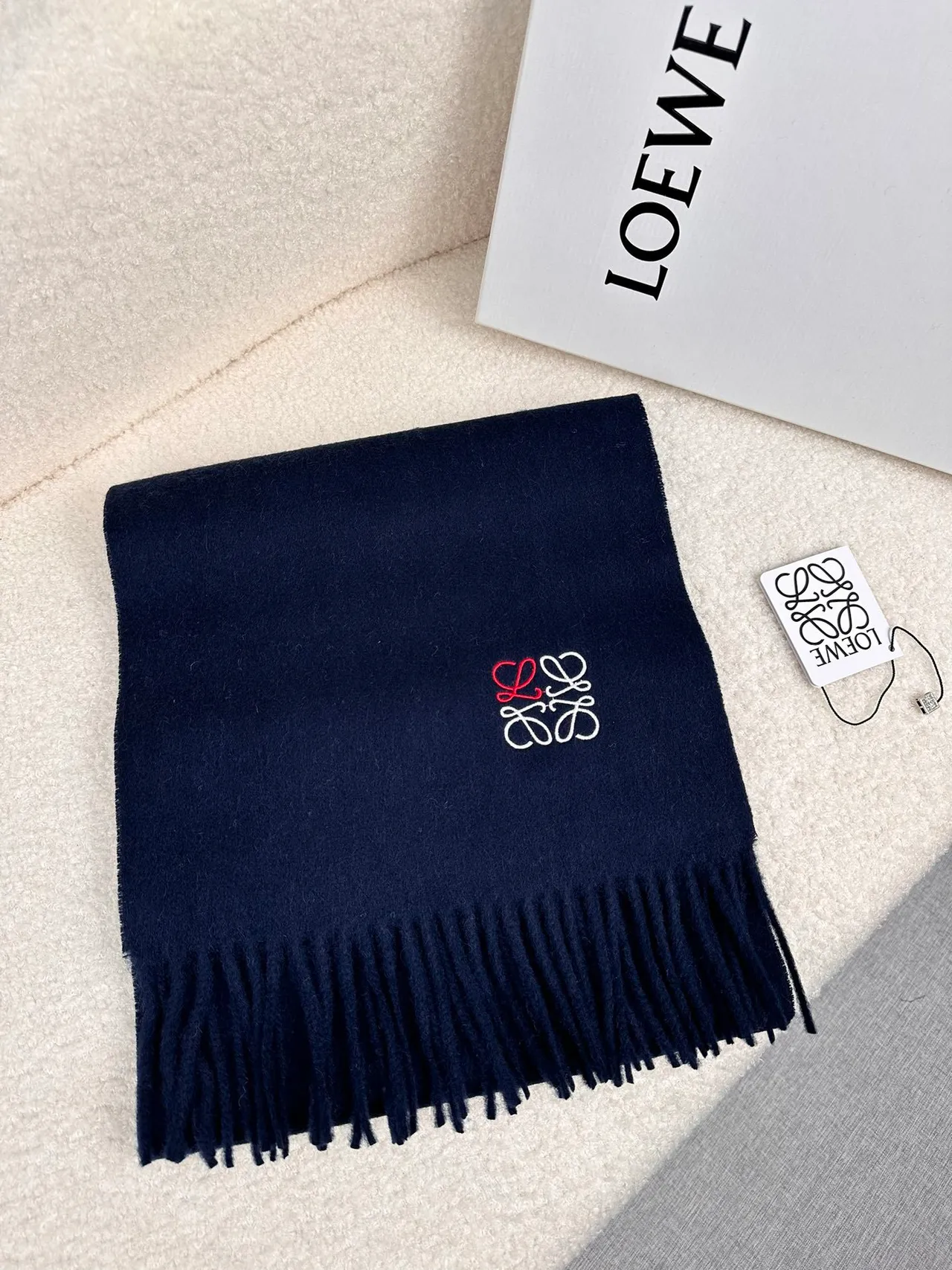Loeve Anagram Cachecol Bordado Cachemir Navy 7