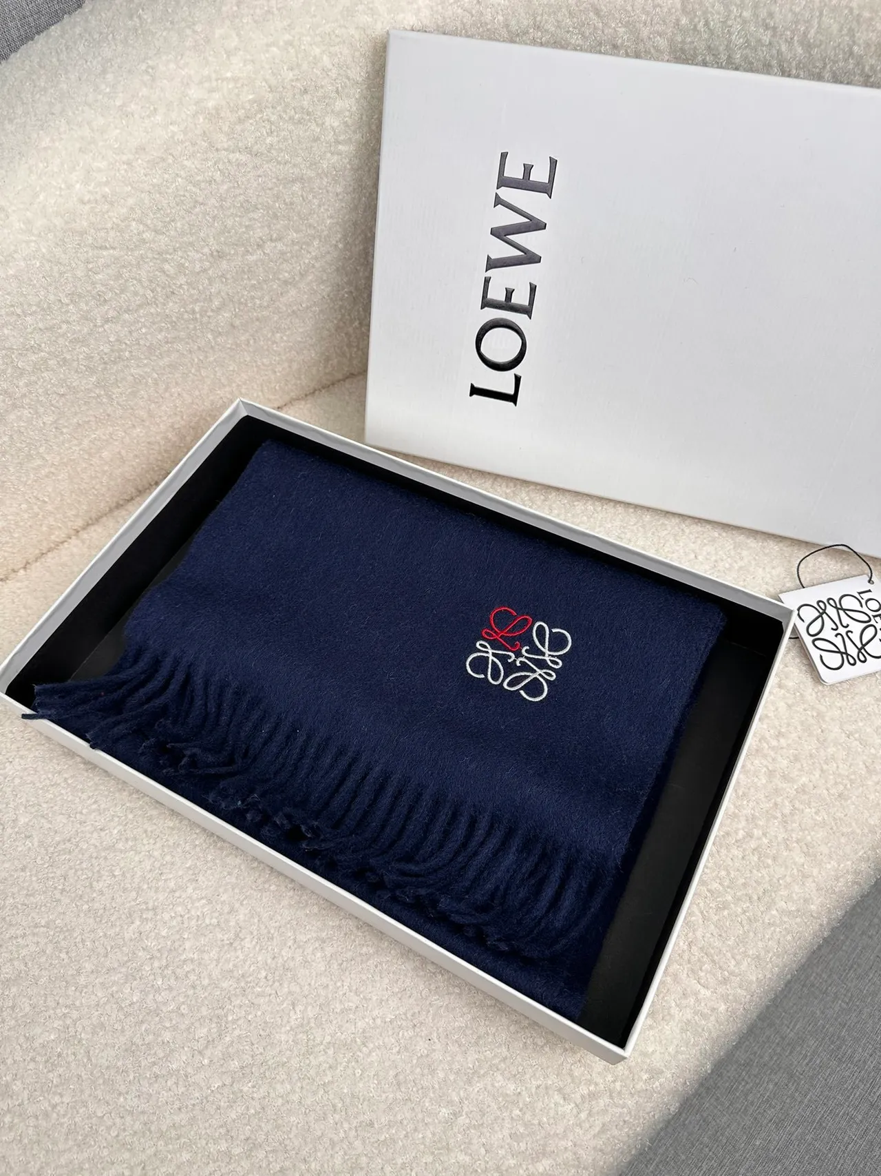 Loeve Anagram Cachecol Bordado Cachemir Navy 8