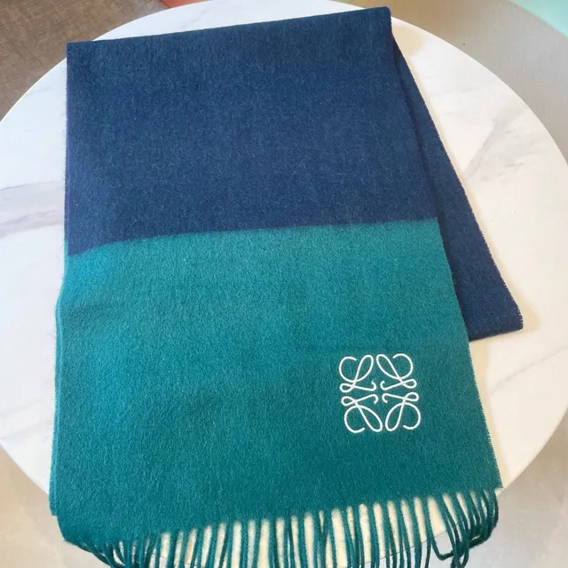 Loewe Anagram Logo Color-Block cashmere cachecol 4