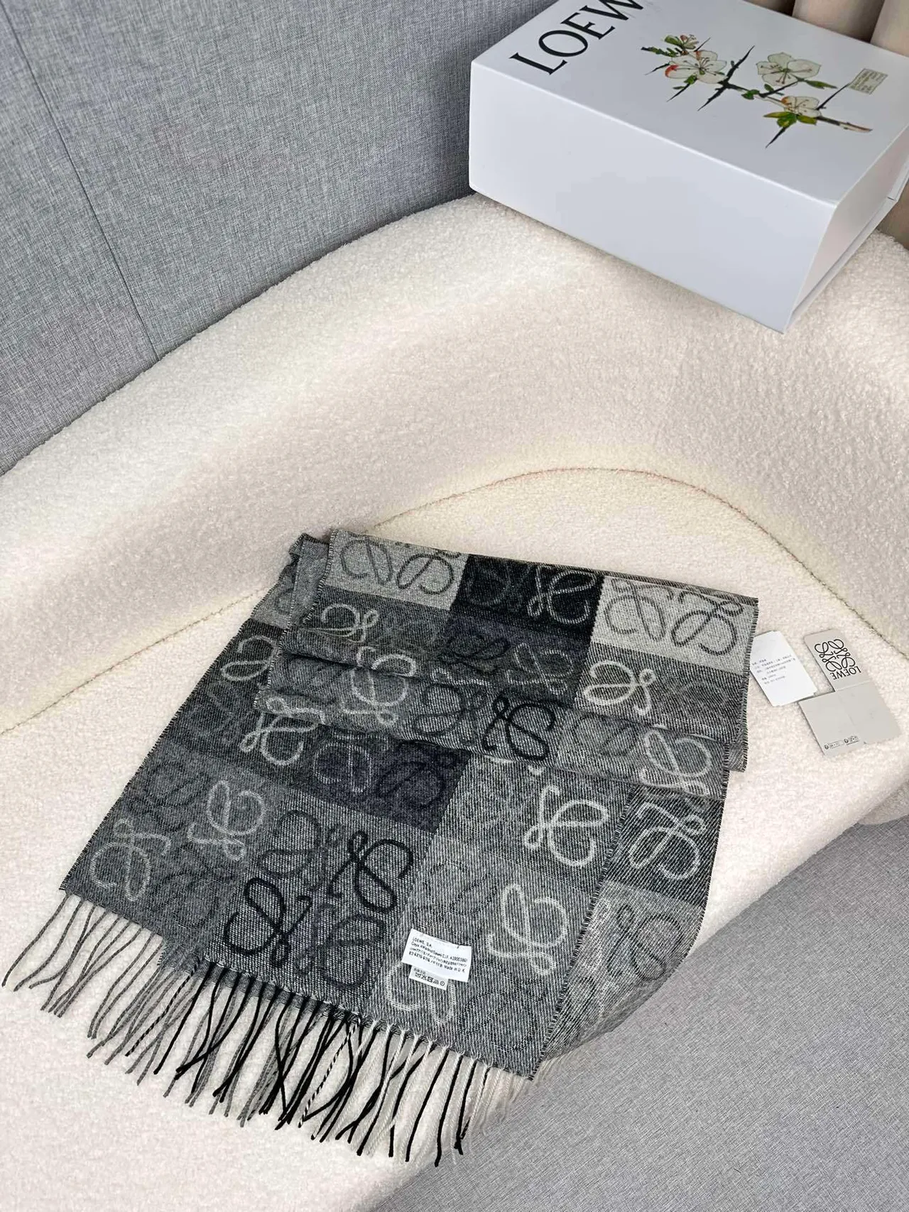 Loewe Anagram Monogram Patchwork Cashmere Scarf 9