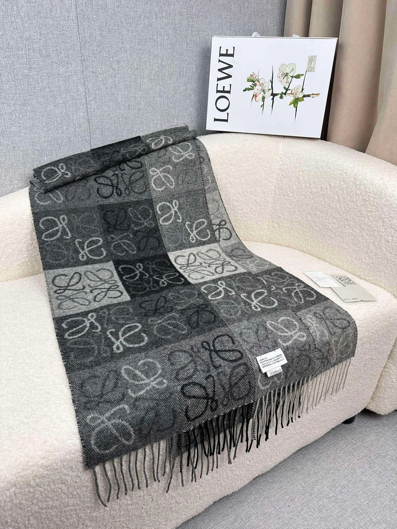 Loewe Anagram Monogram Patchwork Cashmere Scarf 6