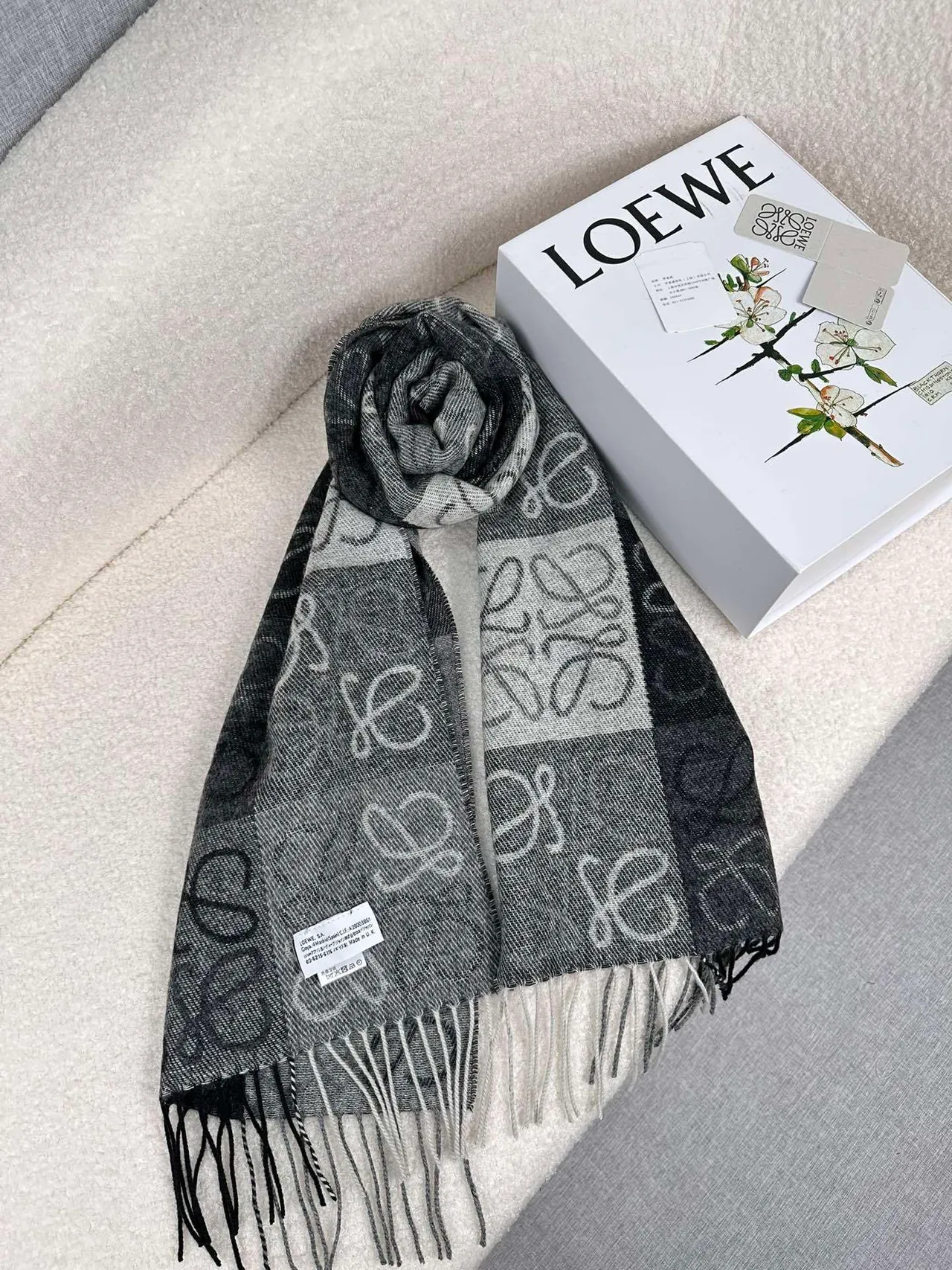 Loewe Anagram Monogram Patchwork Cashmere Scarf 8