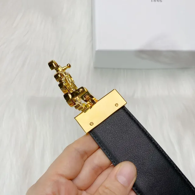 Loewe Anagram Azul marinho dourado Saffiano Fivela Cinto de Couro 7