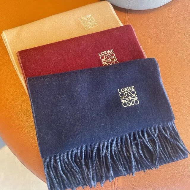 Loewe Houndstooth and Navy Cashmere Scarf 3