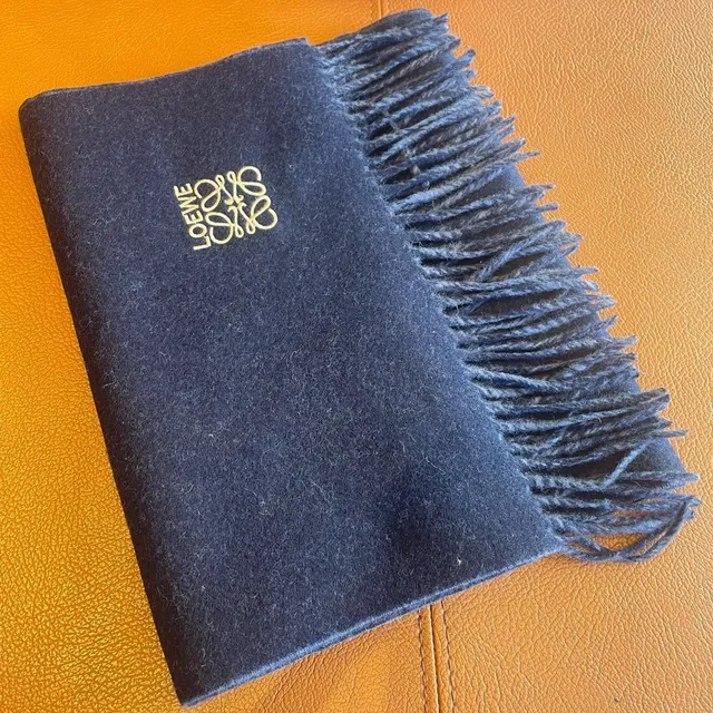 Loewe Houndstooth and Navy Cashmere Scarf 5