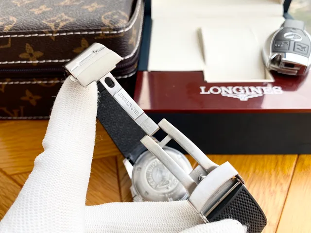Longines Black Silver Dial Textured Rubber Strap Mechanical Watch 2