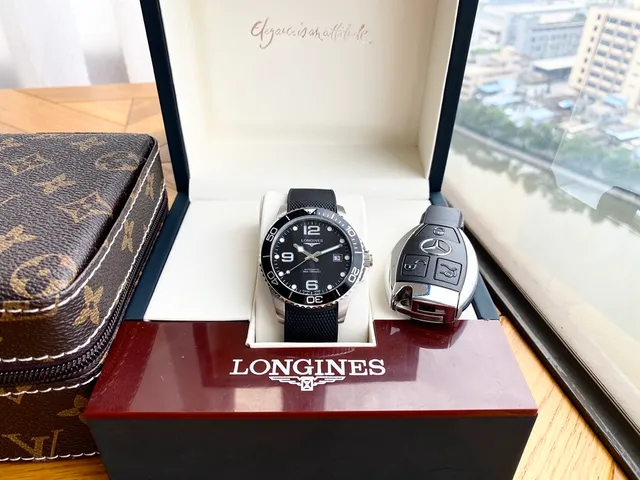 Longines Black Silver Dial Textured Rubber Strap Mechanical Watch 8