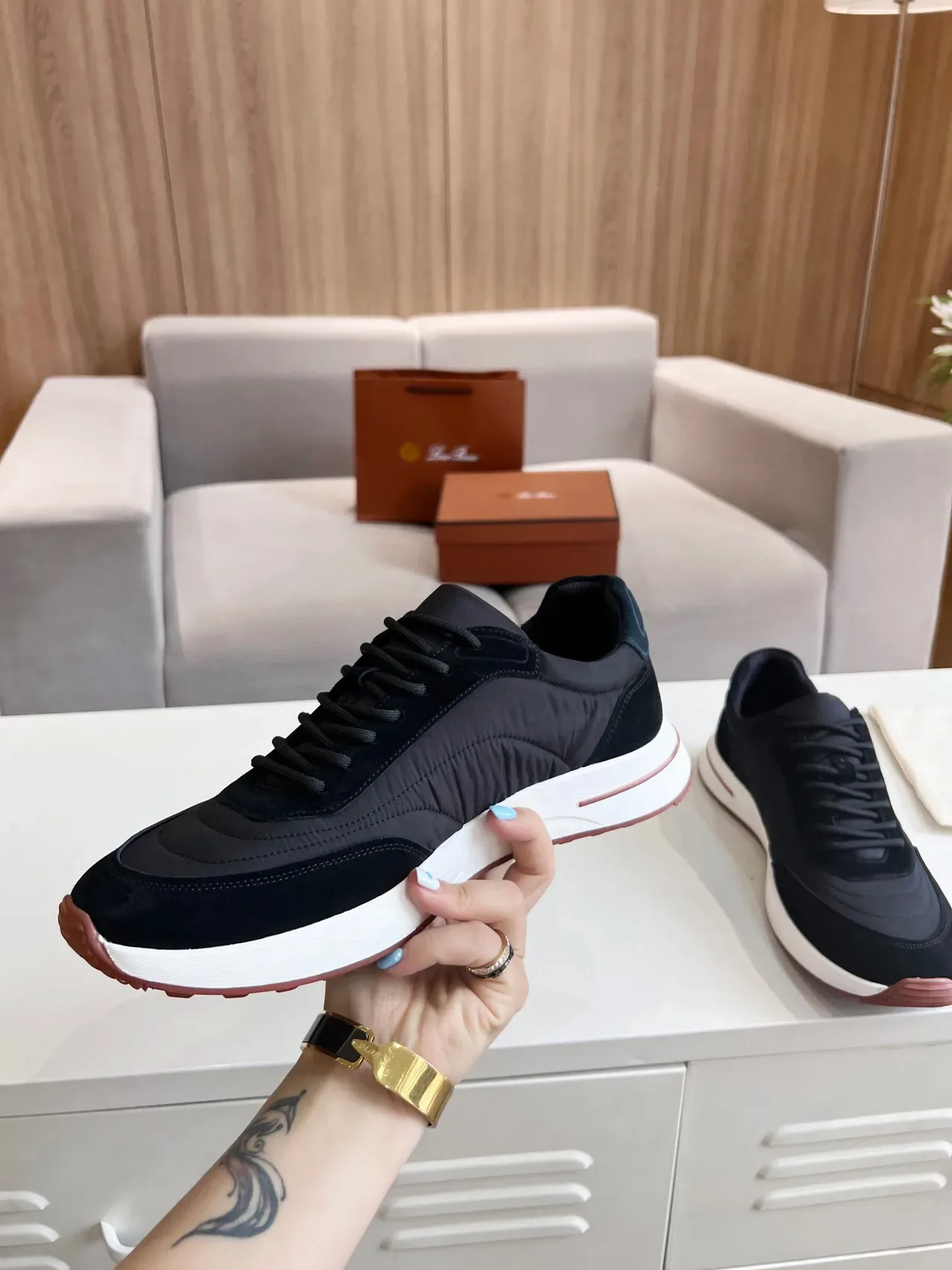 Loro Piana sneakers lifestyle noires et bordeaux 3