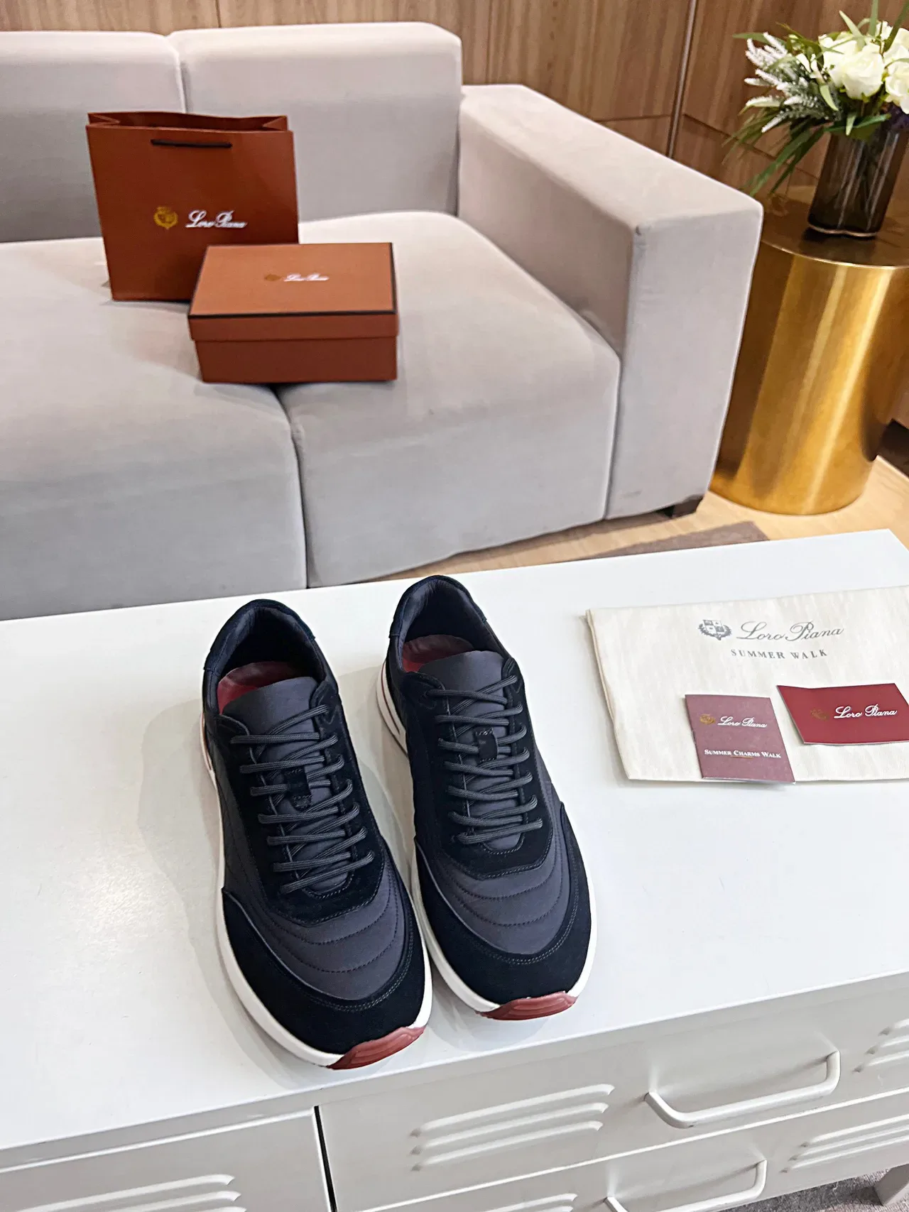 Loro Piana sneakers lifestyle noires et bordeaux 5