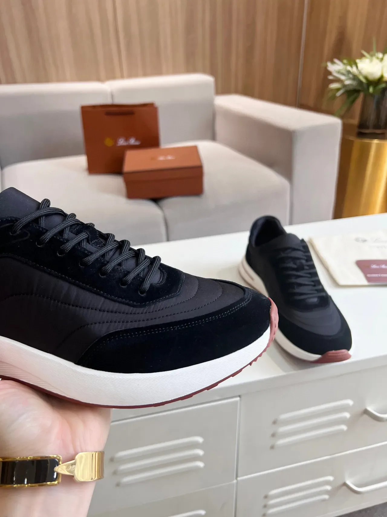 Loro Piana sneakers lifestyle noires et bordeaux 6