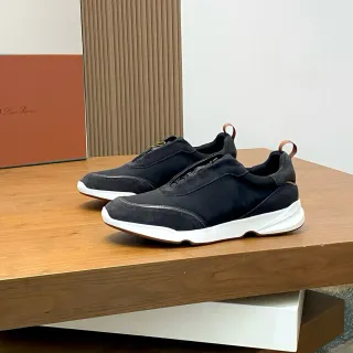 Loro Piana Black and White Slip-On Lifestyle Sneakers