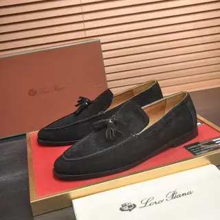 Loro Piana Black Suede Tassel Loafers