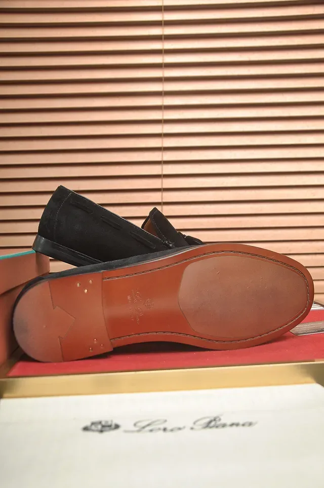 Loro Piana Black Suede Tassel Loafers 3