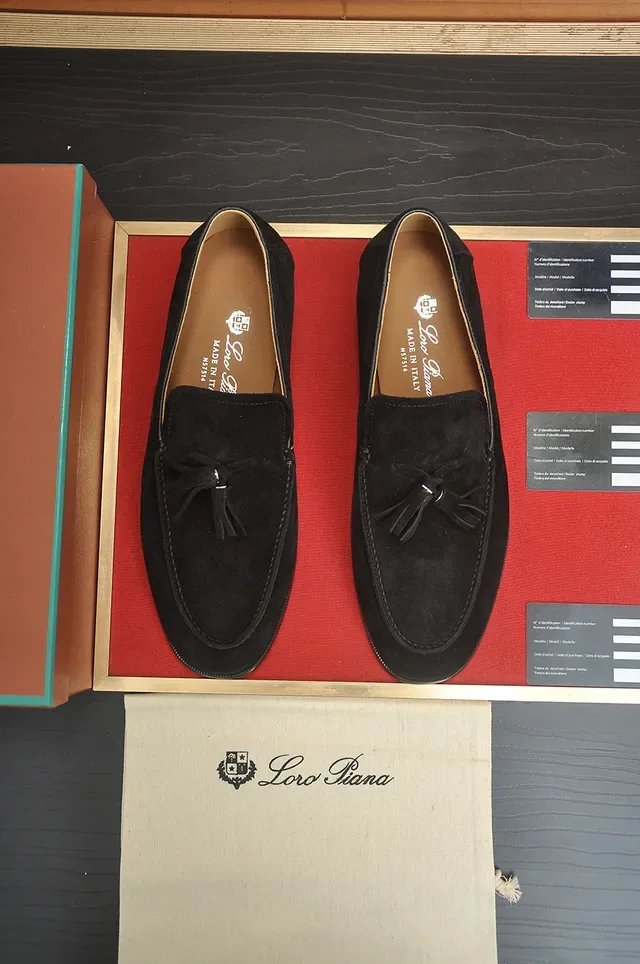 Loro Piana Black Suede Tassel Loafers 5
