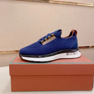 Loro Piana Flow Runner Navy Knit Lifestyle Sneakers