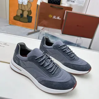 Loro Piana Gray Suede and Textile Lifestyle Sneakers