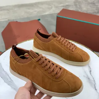 Loro Piana Suede Knit-Collar Lifestyle Sneaker