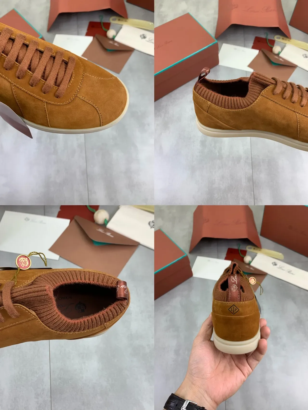 Loro Piana Suede Knit-Collar Lifestyle Sneaker 2