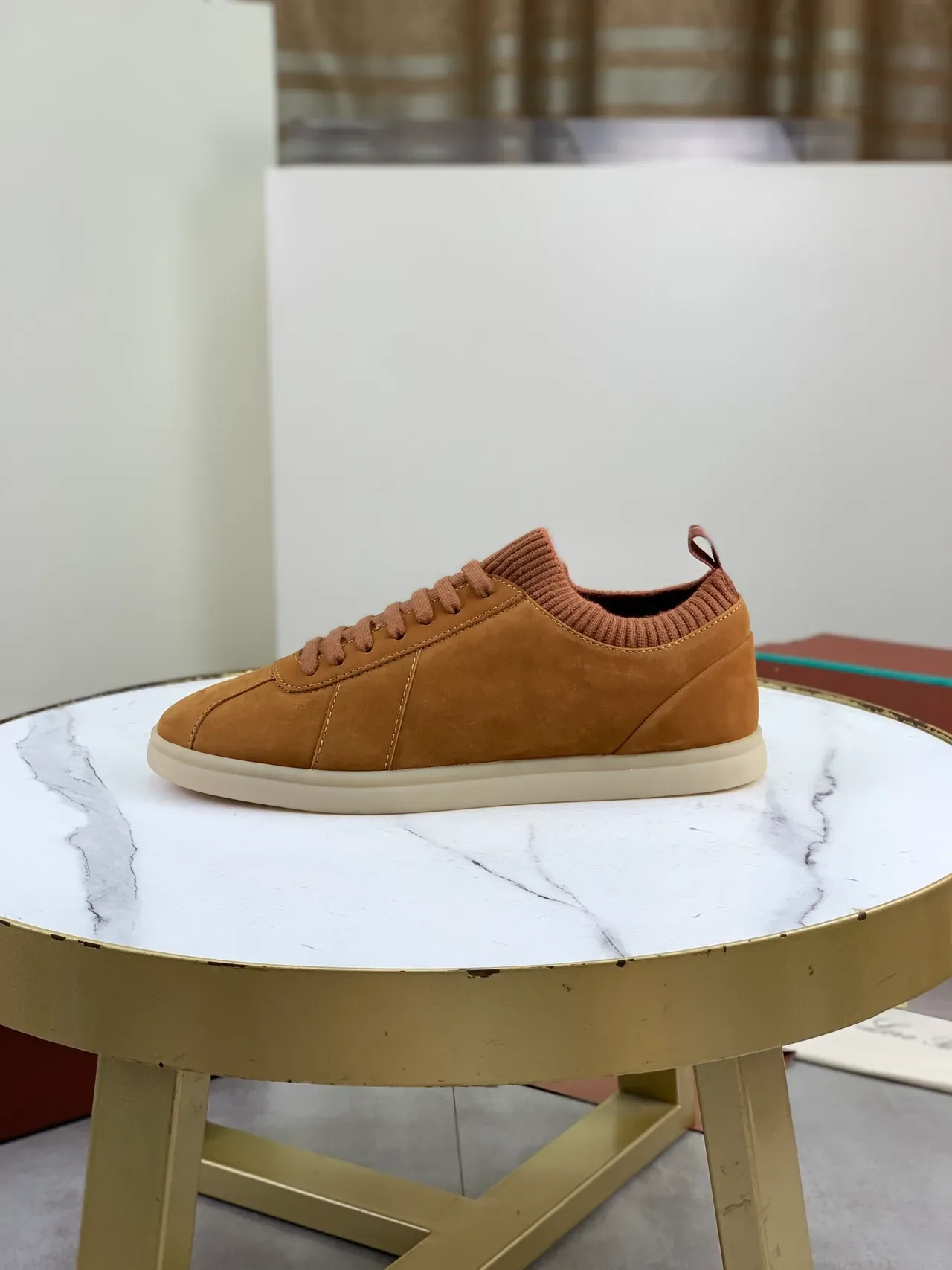 Loro Piana Suede Knit-Collar Lifestyle Sneaker 5
