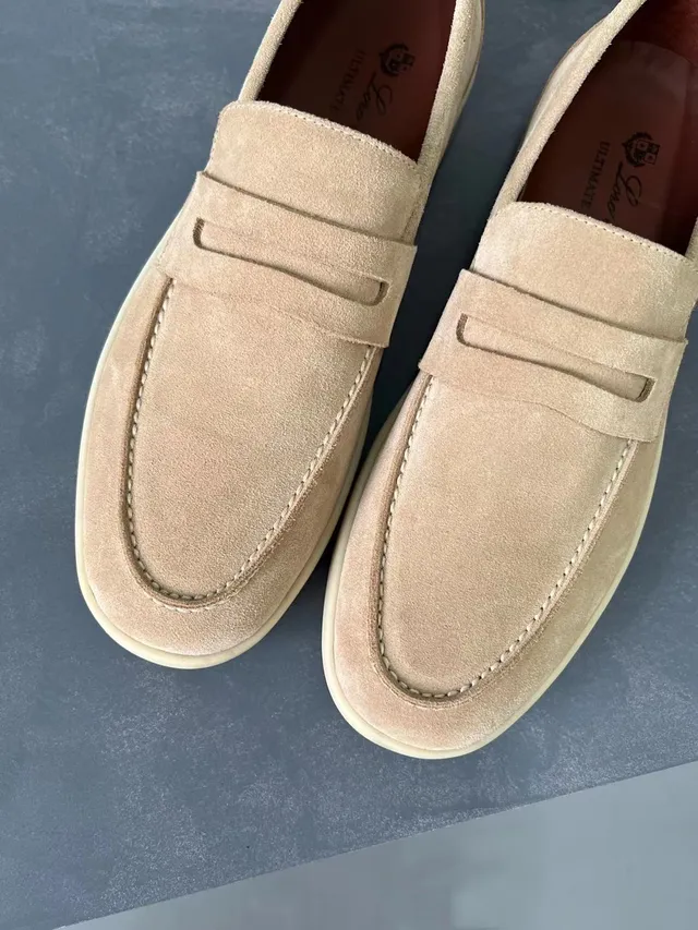 Loro Piana Ultimate Walk Beige Camurça Penny Loafers 5