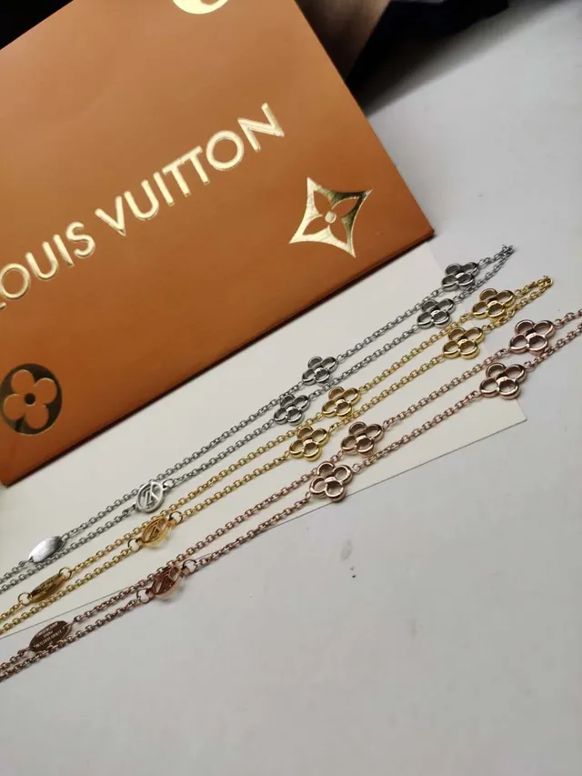 Louis Vuitton Alhambra Silver Gold Open Quatrefoil Links Polished Metal Chain Bracelet 5